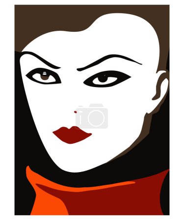 Ilustración de Un vector vertical ilustración de un retrato de una mujer elegante. - Imagen libre de derechos