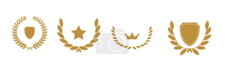 Illustration for A Golden circular laurel wreath collection against white background - Royalty Free Image