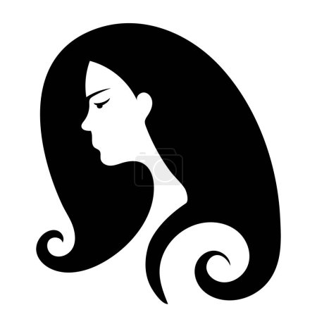 Ilustración de Una ilustración vertical de un retrato de mujer en negro sobre un fondo blanco, adecuado para la moda - Imagen libre de derechos