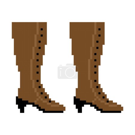 Illustration for The pixel art vector design of brown cowboy boots over a white background - Royalty Free Image