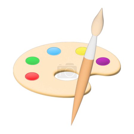 Illustration for An illustration of a watercolor and paintbrush isolated on a white background - Royalty Free Image