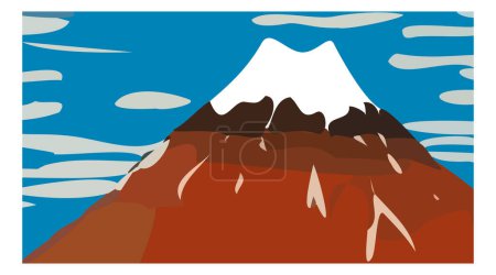 Ilustración de Una ilustración vectorial de un volcán cubierto por un glaciar de nieve - Imagen libre de derechos