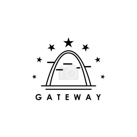 Illustration for A logo of an arched gateway isolated on the white background with an editable text - Royalty Free Image