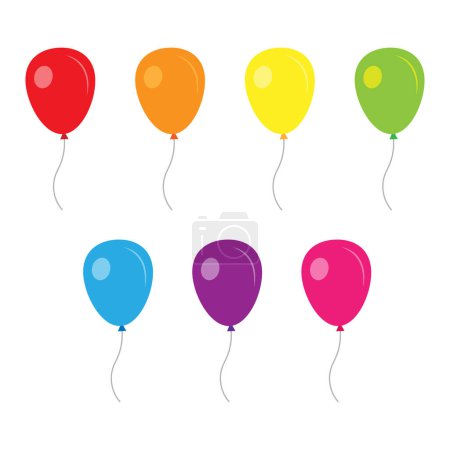 Ilustración de Un vector de globos de fiesta de colores aislados sobre un fondo blanco - Imagen libre de derechos