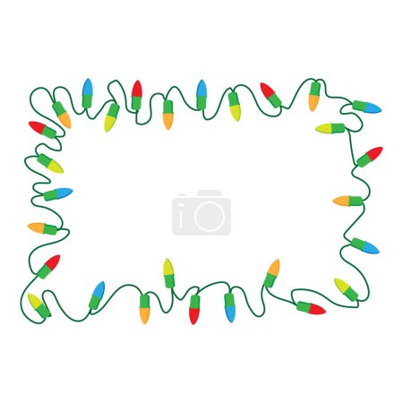 Illustration for A vector of a frame with Christmas lights on a white background - Royalty Free Image
