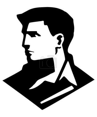 Illustration for A vector of a shadowy icon of a young handsome man isolated on an empty white background - Royalty Free Image