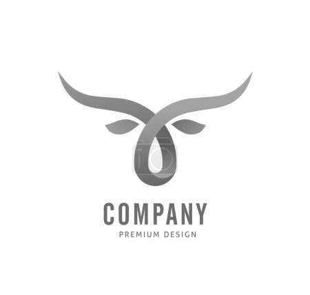 Illustration for The bull head logo design - gray editable vector icon with copy space over a white background - Royalty Free Image