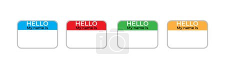Ilustración de Un vector del conjunto de tarjetas "Hello My name is" aislado sobre un fondo blanco - Imagen libre de derechos