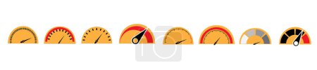 Illustration for A vector of the set of speedometer icons isolated on the white background - Royalty Free Image