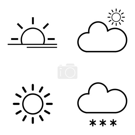 Illustration for A set of weather icons isolated on a white background. - Royalty Free Image