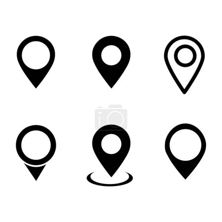 Ilustración de Un conjunto de vectores editable de iconos de ubicación sobre un fondo blanco - Imagen libre de derechos