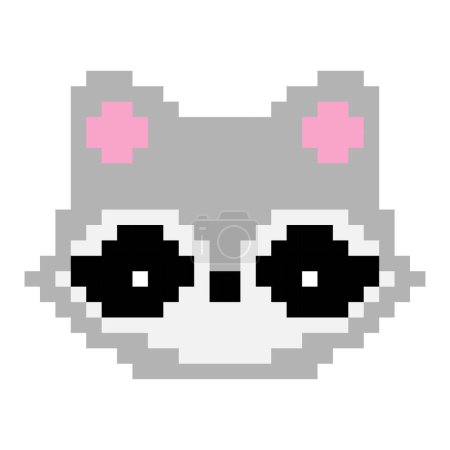 Illustration for A vector illustration pixel art of Racoon isolated on the white background - Royalty Free Image