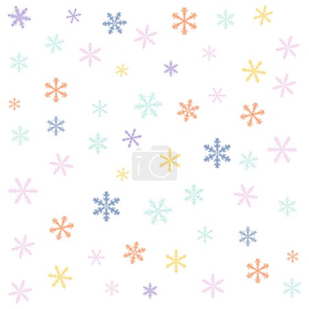 Ilustración de Un fondo sin costuras y fondo de pantalla de copos de nieve de colores vintage estilo en el fondo blanco - Imagen libre de derechos