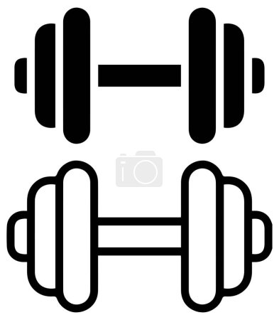 Illustration for A Vector design of black dumbbells icons on a white background - Royalty Free Image