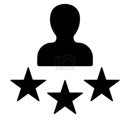 Ilustración de Un diseño vectorial de estrellas de retroalimentación y el icono de la gente para comentarios sobre un fondo blanco - Imagen libre de derechos