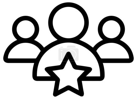 Illustration for A Vector design of feedback stars and people icon for reviews on a white background - Royalty Free Image