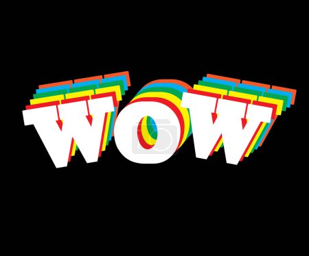 Ilustración de Un vector de un arco iris sombreado escritura "wow" - Imagen libre de derechos