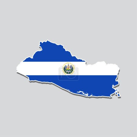 Illustration for An illustration of the flag of El Salvador on a El Salvador map - Royalty Free Image
