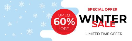 Illustration for A vector illustration of a 60 percent winter sale banner. - Royalty Free Image
