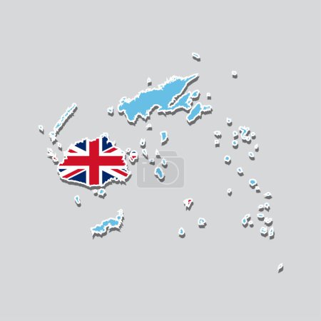 Téléchargez les illustrations : Illustration du drapeau du Royaume-Uni sur une carte des Fidji - en licence libre de droit