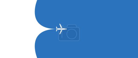 Ilustración de Icono vectorial de un avión despegando sobre un fondo blanco y azul - Imagen libre de derechos