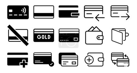 Illustration for A Vector design of credit cards and online payment icons on a white background - Royalty Free Image