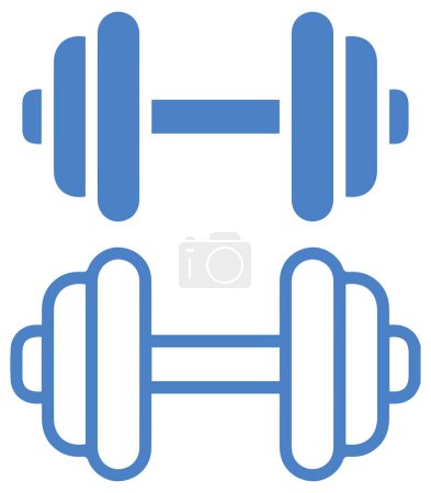 Ilustración de Un diseño vectorial de iconos de pesas azules sobre un fondo blanco - Imagen libre de derechos