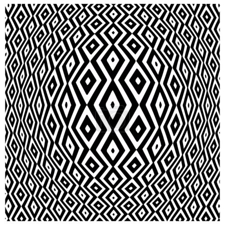 Illustration for An optical illusion digital art background with a black and white geometric rhombus pattern - Royalty Free Image