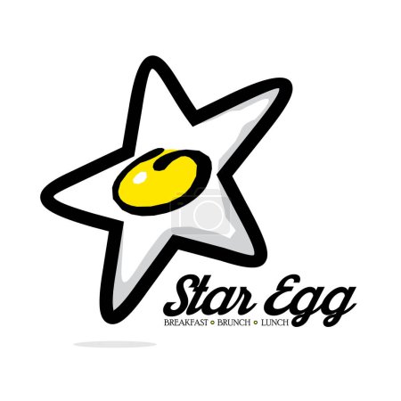 Ilustración de Una ilustración vectorial de un logotipo único de dibujos animados de huevos de estrella aislado sobre un fondo blanco. - Imagen libre de derechos