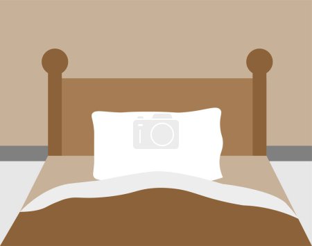 Téléchargez les illustrations : Un mauvais brun avec un oreiller blanc dans une pièce - en licence libre de droit