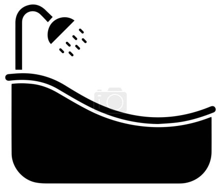 Illustration for A vector design of bathtub black icon on a white background - Royalty Free Image