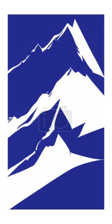 Ilustración de Una ilustración vectorial vertical de montañas blancas aisladas sobre un fondo azul - Imagen libre de derechos