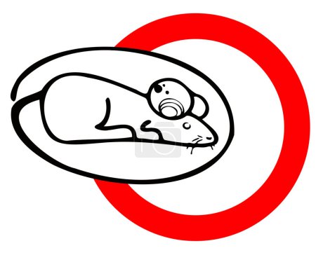 Téléchargez les illustrations : Un signe rouge qui indique "Pas de rats" - en licence libre de droit