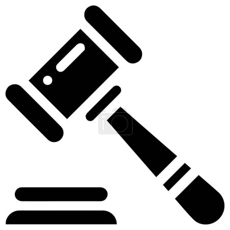 Téléchargez les illustrations : Un dessin vectoriel de juge icône marteau en noir isolé sur un fond blanc - en licence libre de droit