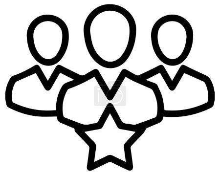 Téléchargez les illustrations : Illustration vectorielle d'une icône de ligne de rétroaction noire avec une étoile isolée sur un fond blanc - en licence libre de droit