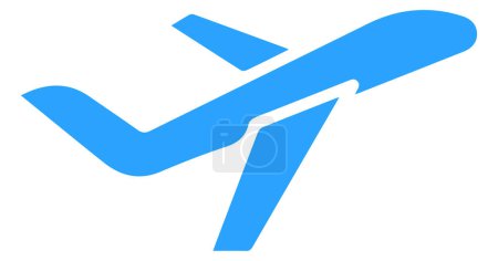 Ilustración de Un diseño vectorial en el icono del avión azul aislado sobre un fondo blanco - Imagen libre de derechos