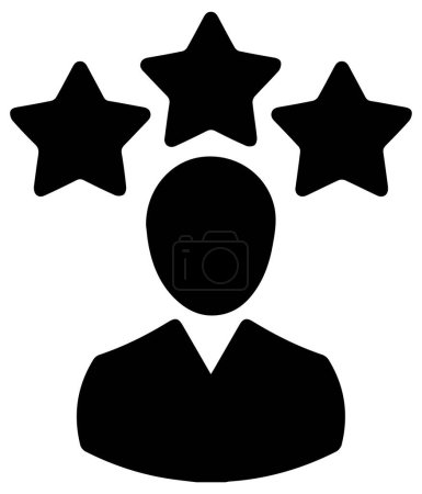 Illustration for A vector illustration of a black feedback line icon with stars isolated on a white background - Royalty Free Image