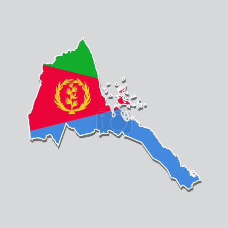 Illustration for An illustration of the flag of Eritrea on a Eritrea map - Royalty Free Image