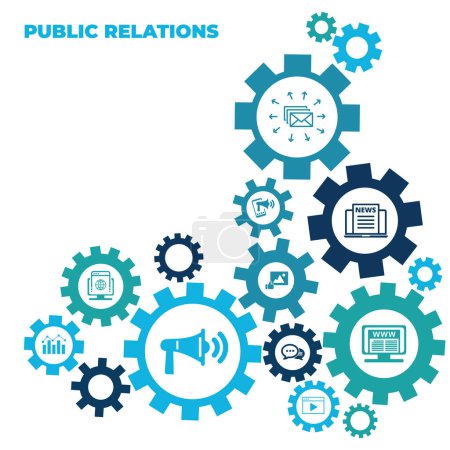 public relations icon concept: PR or media relations or marketing and publicity symbols. EPS 10