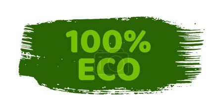 Ilustración de Etiqueta bio natural verde. La inscripción 100% eco en etiqueta verde en manchas dibujadas a mano. Ilustración vectorial - Imagen libre de derechos