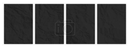Ilustración de Set de papel negro arrugado en formato A4. Hojas de papel vacías arrugadas con sombra para carteles y pancartas. Ilustración vectorial - Imagen libre de derechos