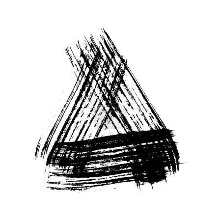 Ilustración de Pinceladas grunge negras en forma de triángulo. Triángulo de tinta pintada. Mancha de tinta aislada sobre fondo blanco. Ilustración vectorial - Imagen libre de derechos
