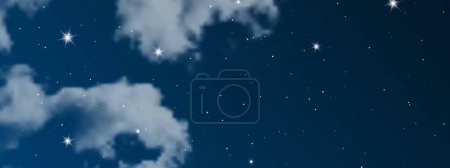 Night sky with clouds and many stars. Abstract nature background with stardust in deep universe. Vector illustration. Poster 623044326