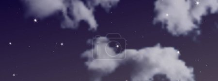 Illustration for Night sky with clouds and many stars. Abstract nature background with stardust in deep universe. Vector illustration. - Royalty Free Image