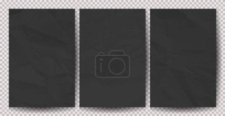 Téléchargez les illustrations : Set of white lean crumpled papers on transparent background. Crumpled empty sheets of paper with shadow for posters and banners - en licence libre de droit