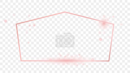 Ilustración de Marco en forma de tetragón brillante de oro rosa aislado sobre fondo transparente. Marco brillante con efectos brillantes. Ilustración vectorial - Imagen libre de derechos