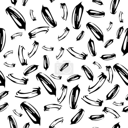 Téléchargez les illustrations : Modèle sans couture avec croquis noir dessiné à la main forme de tortillement sur fond blanc. Texture grunge abstraite. Illustration vectorielle - en licence libre de droit