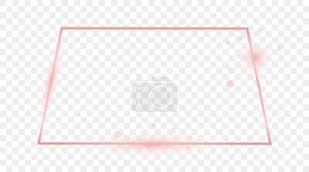 Illustration for Rose gold glowing trapezoid shape frame isolated on transparent background. Shiny frame with glowing effects. Vector illustration - Royalty Free Image