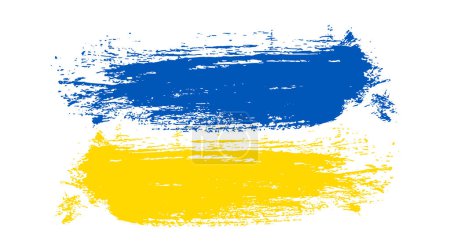 Ukrainische Nationalflagge im Grunge-Stil. Bemalt mit einem Pinselstrich Flagge der Ukraine. Vektorillustration