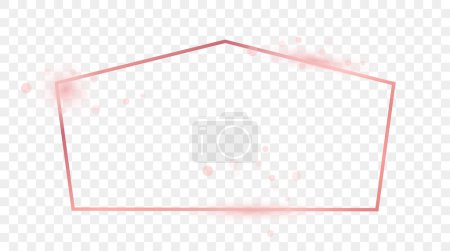 Ilustración de Marco en forma de tetragón brillante de oro rosa aislado sobre fondo transparente. Marco brillante con efectos brillantes. Ilustración vectorial - Imagen libre de derechos